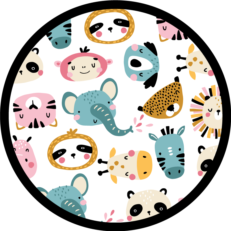 Tappeto vinile per bambini animali colorati del safari - TenStickers