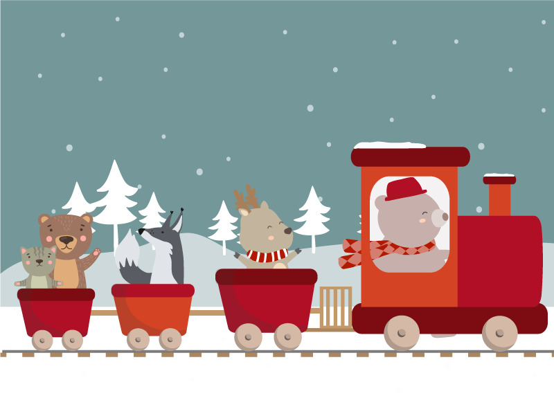 Tappeto vinile per bambini avventura sul treno degli animali - TenStickers