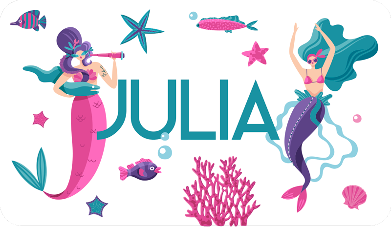 Tappeto vinile per bambini avventura della sirena con nome - TenStickers