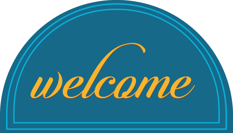 Zerbino pvc design blu benvenuto - TenStickers