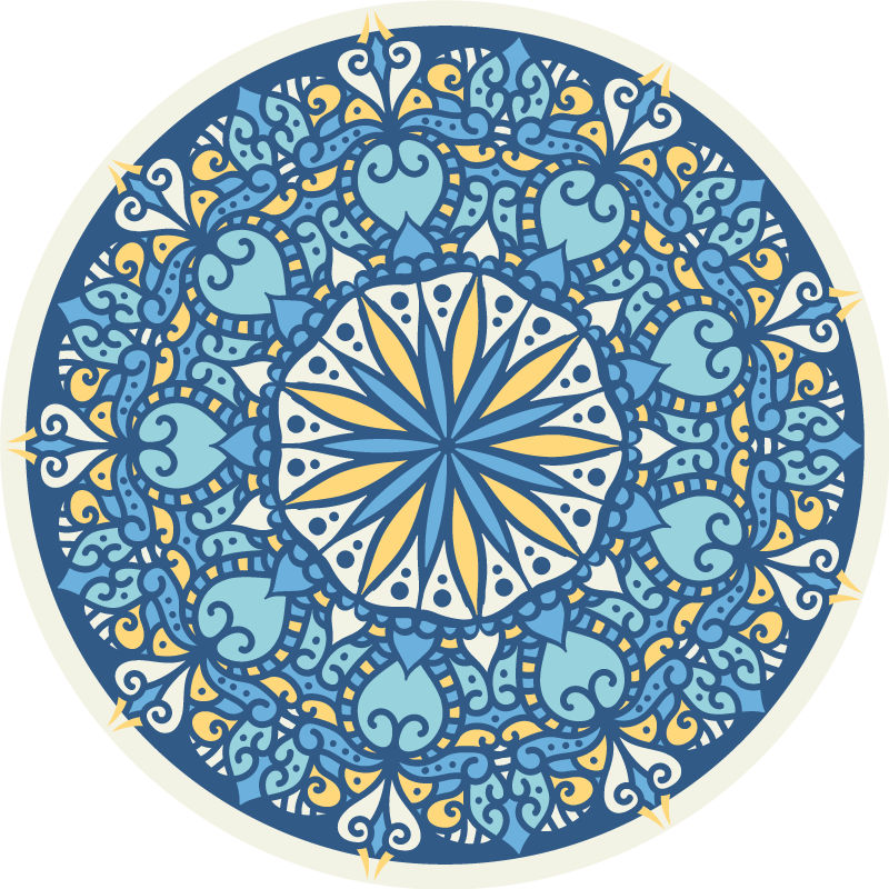 Tappeto vinile Mandala intricato motivo blu - TenStickers