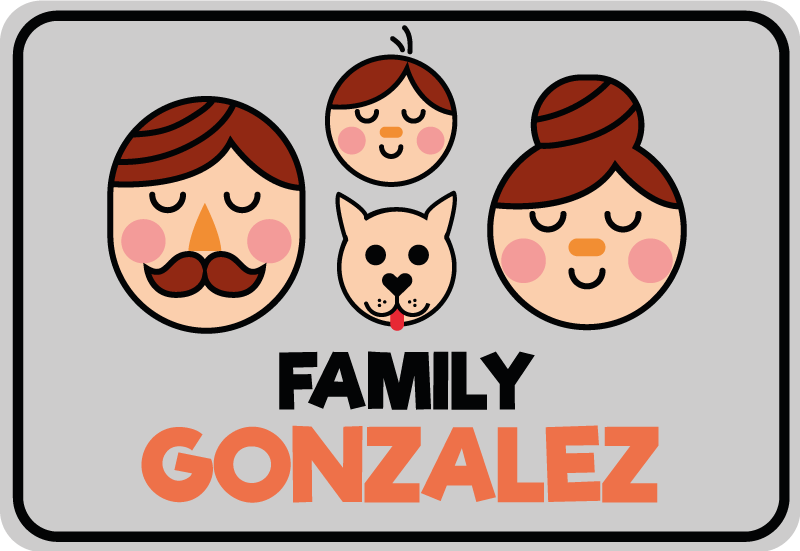 Tappeto vinile con nome ritratto di famiglia personalizzato - TenStickers