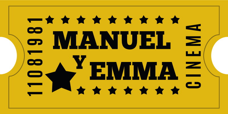 Tappeto vinile con nome biglietto del cinema per coppia - TenStickers