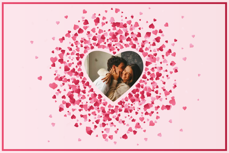 Tappeto vinile camera da letto a forma di cuore con foto - TenStickers