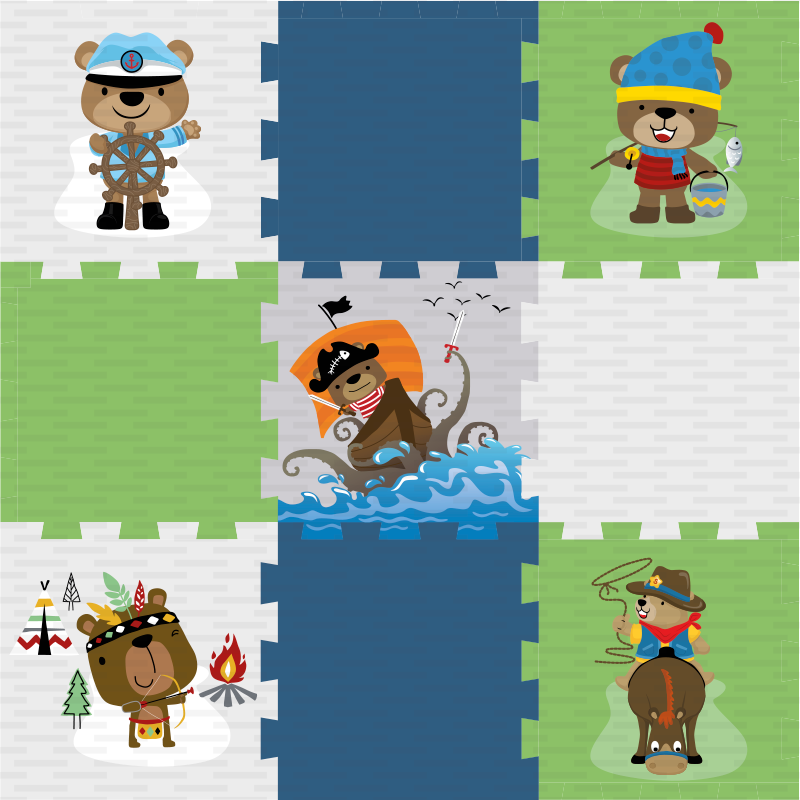 Tappeto vinile per bambini avventura con un orso carino - TenStickers