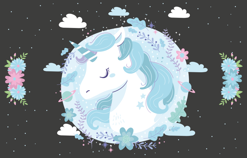 Tappeto vinile per bambini scena da sogno di unicorno - TenStickers