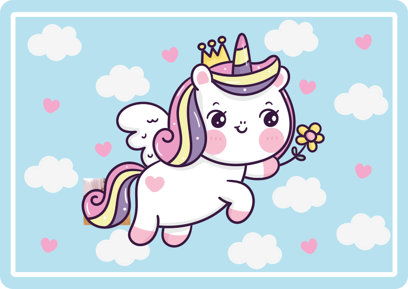 Tappeto vinile per bambini fantasia di unicorno carino - TenStickers