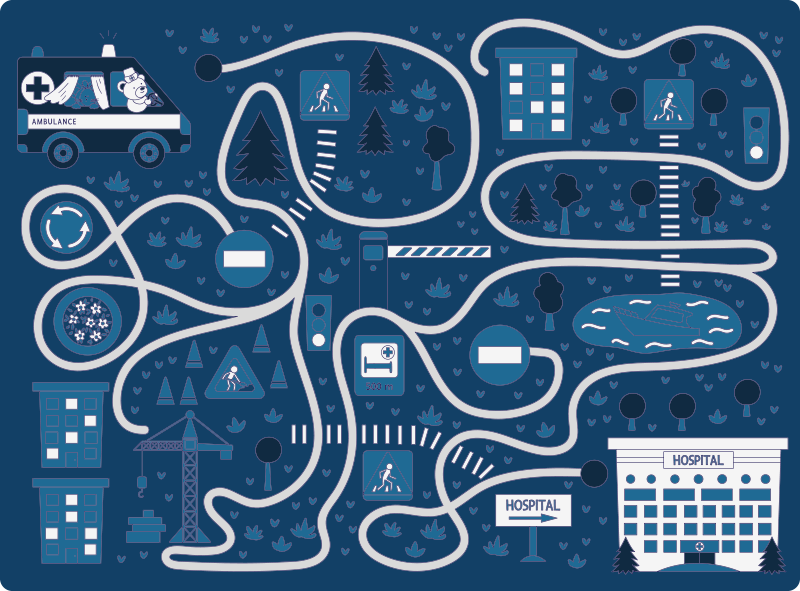 Tappeto vinile strade mappa della città blu - TenStickers