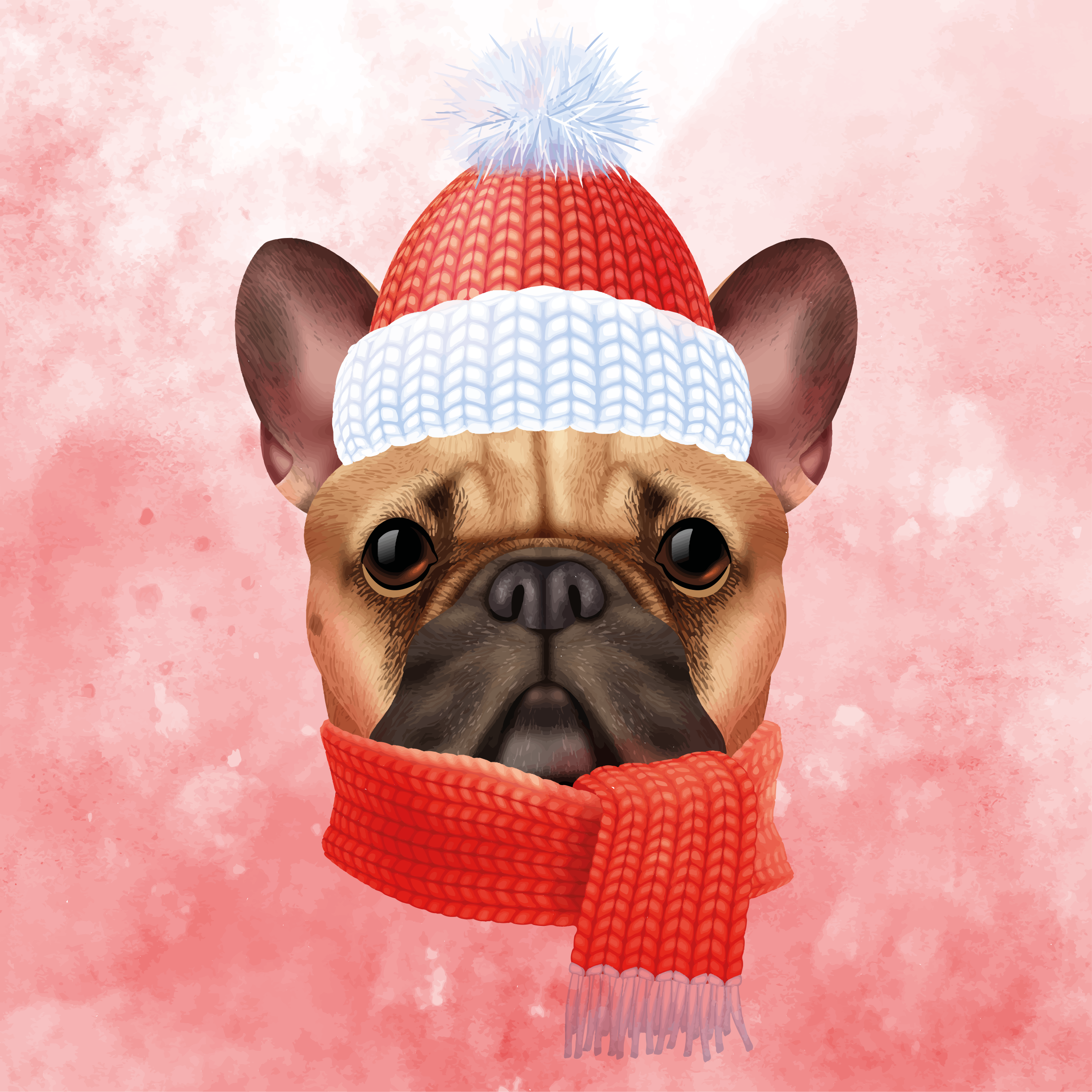 Tappeto vinile animali bulldog francese invernale - TenStickers