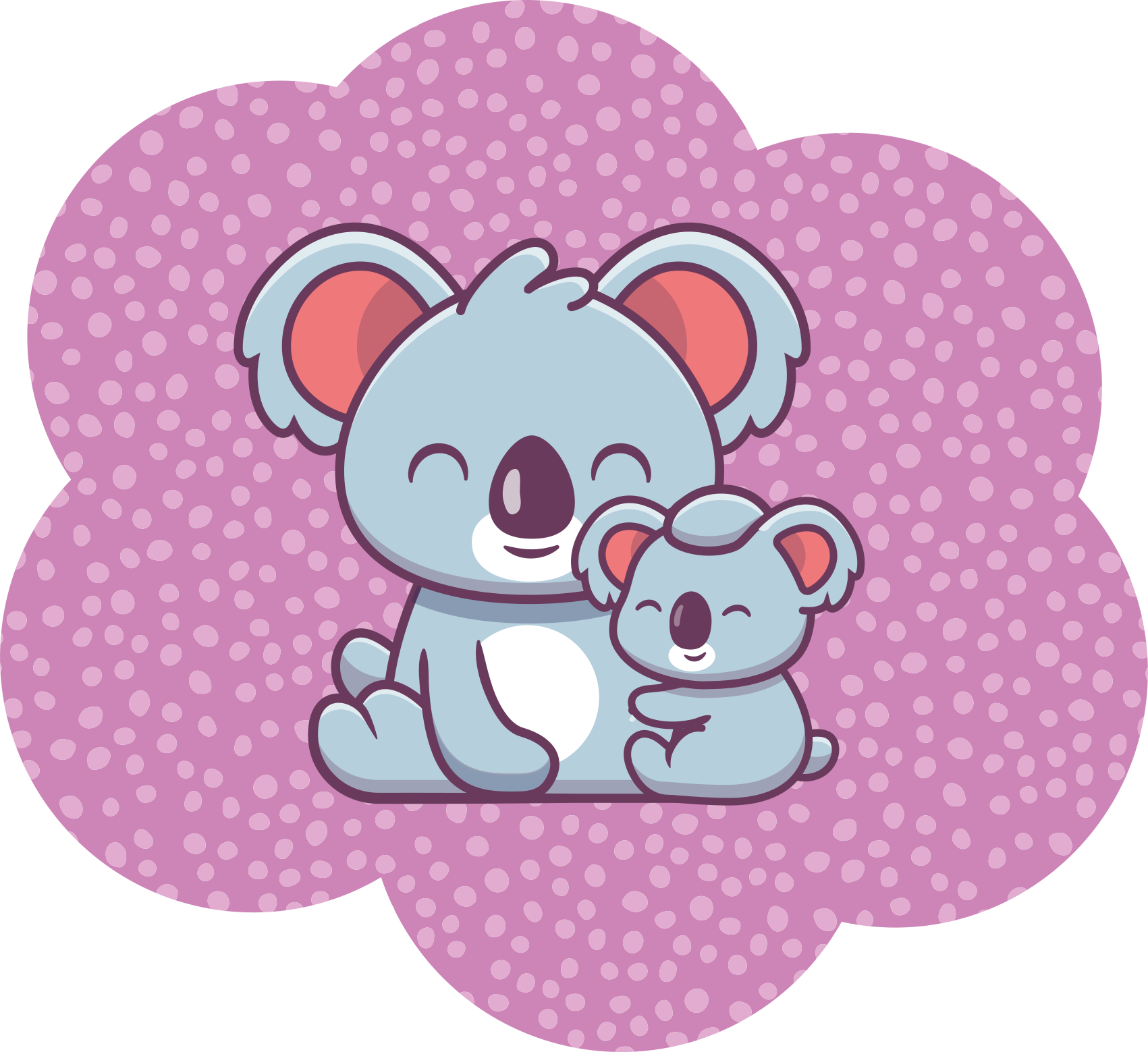 Tappeto vinile per bambini disegno della famiglia di koala - TenStickers