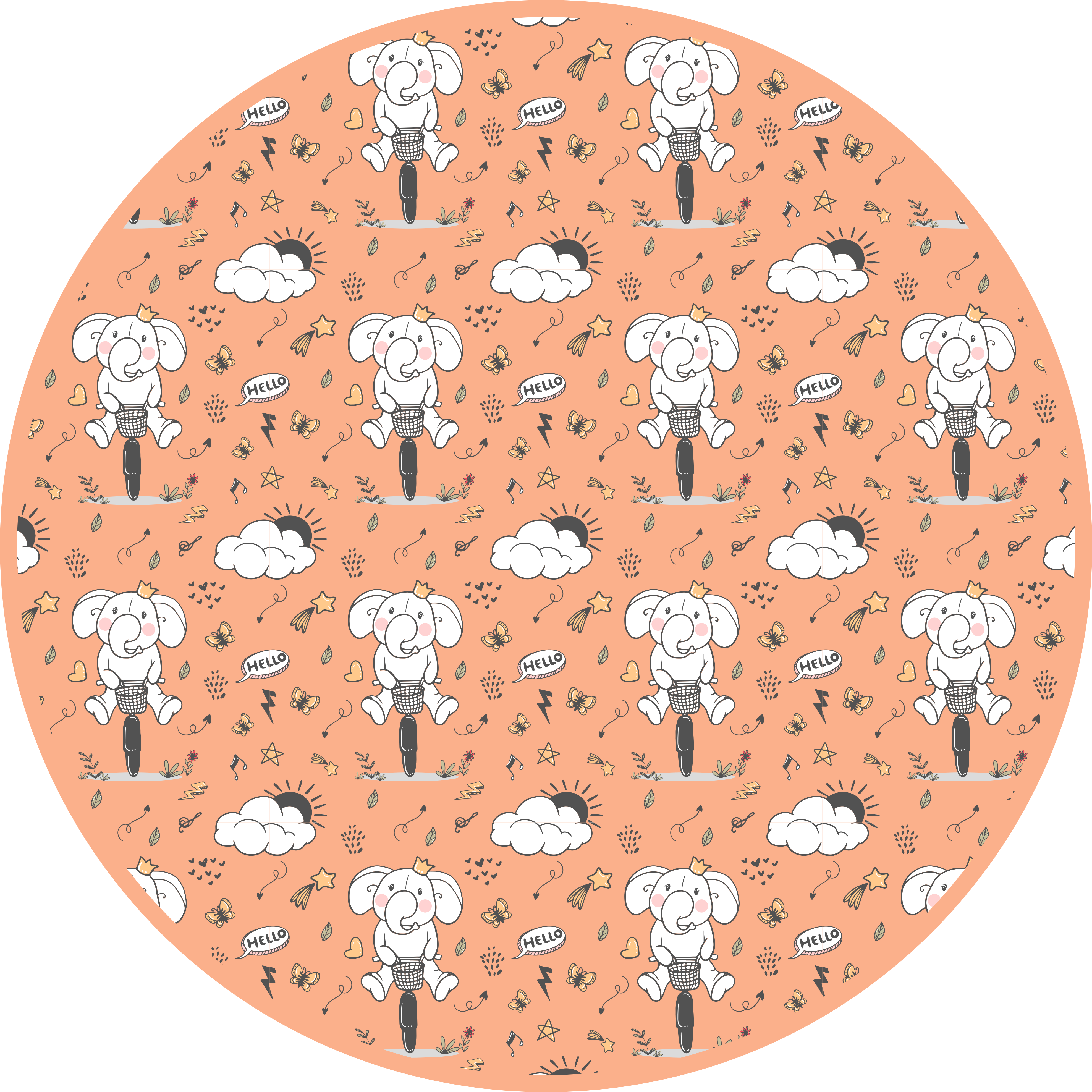 Tappeto vinile per bambini tema allegro dell'elefante - TenStickers
