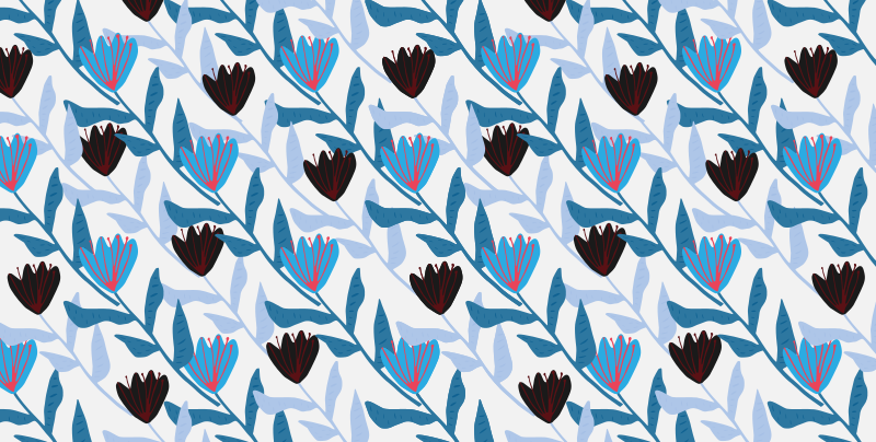 Tappeto vinile fiori disposizione botanica delle foglie - TenStickers