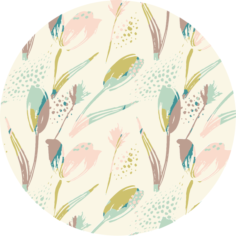 Tappeto vinile fiori motivi floreali circolari - TenStickers