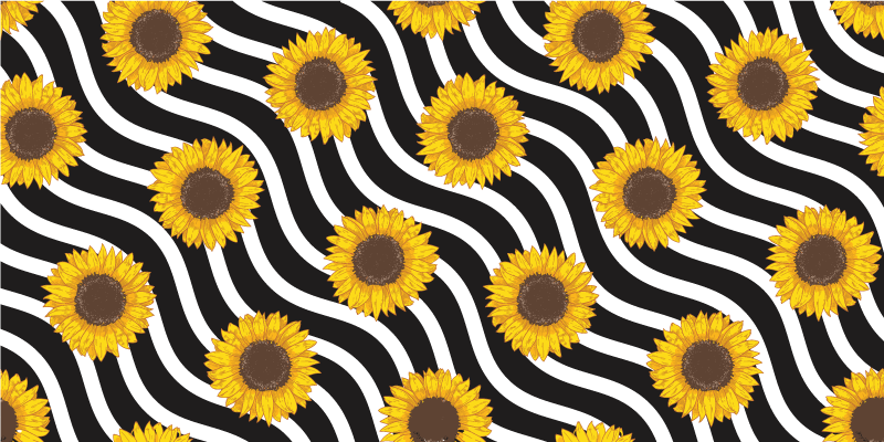 Tappeto vinile fiori motivo a onde di girasole - TenStickers