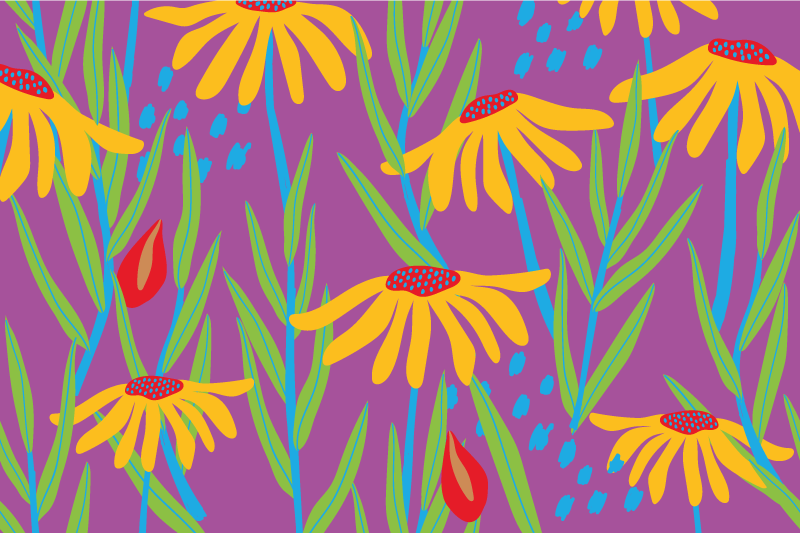 Tappeto vinile fiori disposizione botanica viola - TenStickers