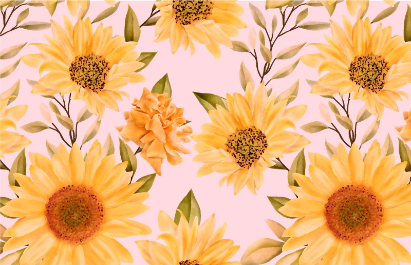 Tappeto vinile fiori concetto floreale di girasole - TenStickers
