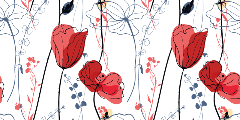 Tappeto vinile fiori grazia del fiore cremisi - TenStickers