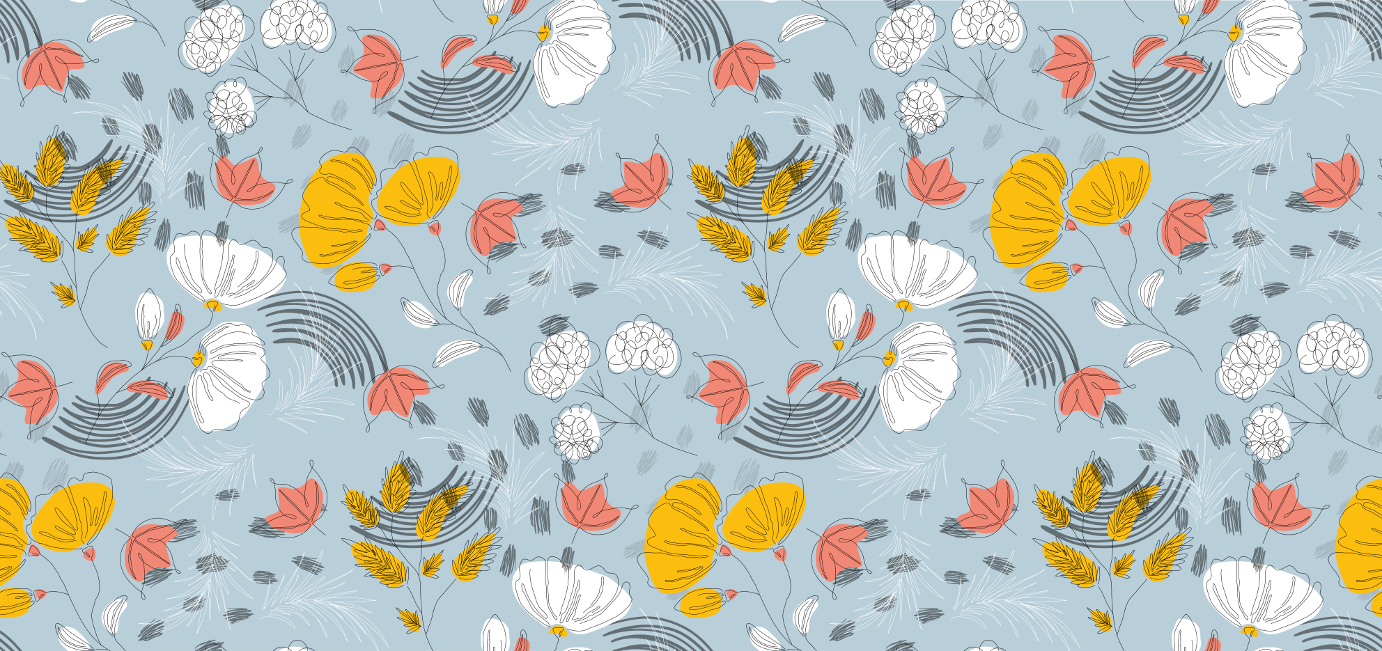 Tappeto vinile fiori fioritura a motivo blu - TenStickers