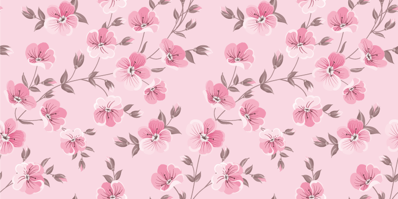 Tappeto vinile fiori armonia floreale rosa - TenStickers