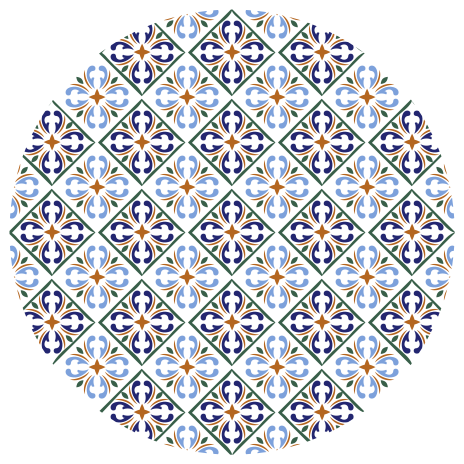 Tappeto vinile piastrelle sfumature geometriche di blu - TenStickers