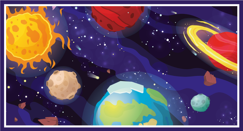 Tappetto vinile stelle scena di esplorazione cosmica - TenStickers