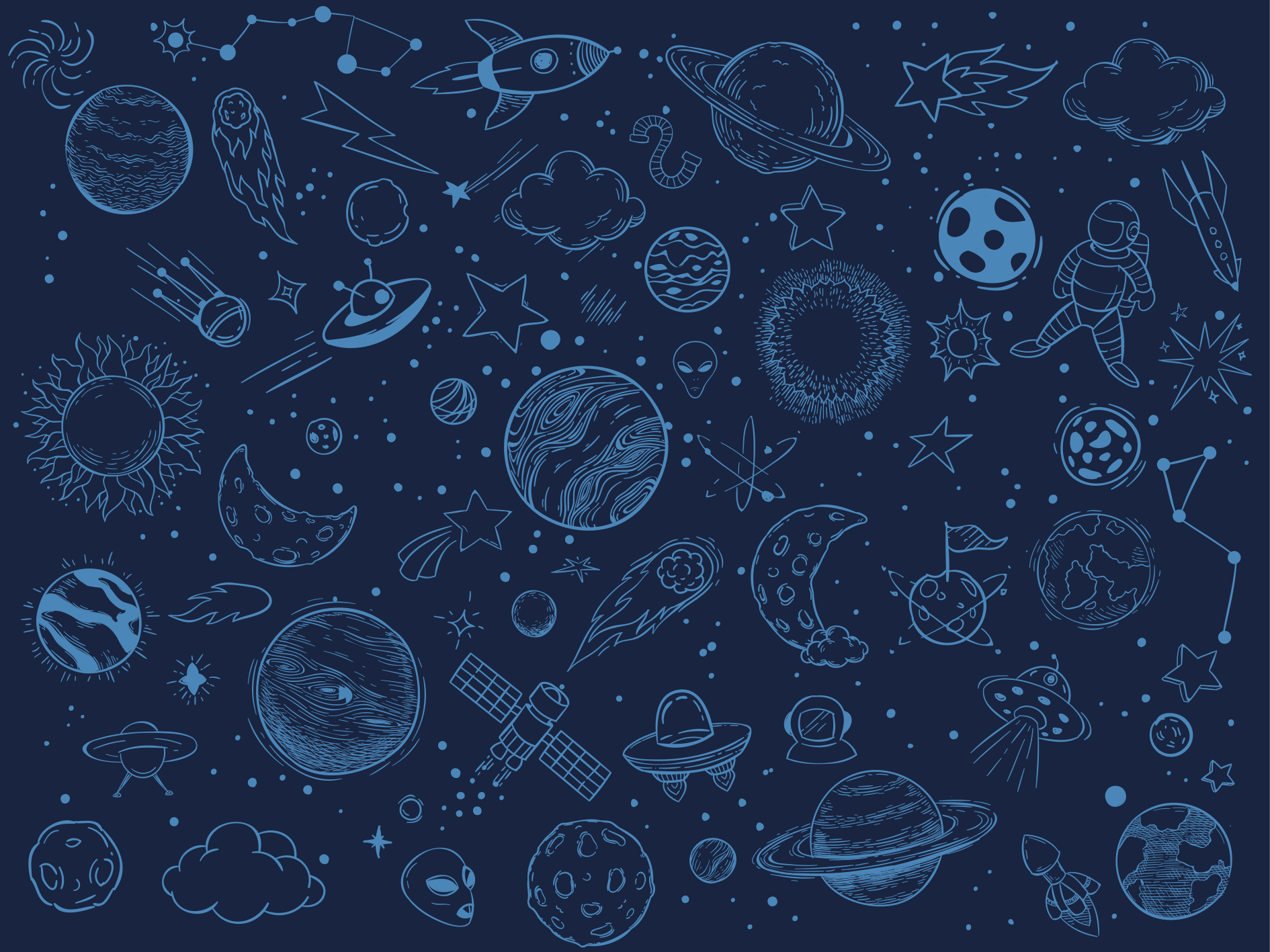 Tappetto vinile stelle avventura cosmica blu - TenStickers