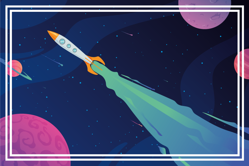 Tappetto vinile stelle astronave in orbita - TenStickers