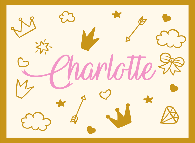 Tappeto vinile con nome tema principessa - TenStickers