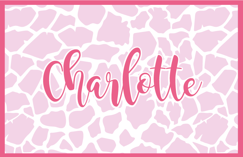 Tappeto vinile con nome disegno mucca rosa - TenStickers