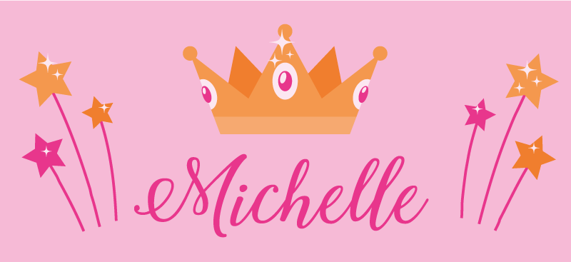 Tappeto vinile per bambini bacchette e corona con nome - TenStickers