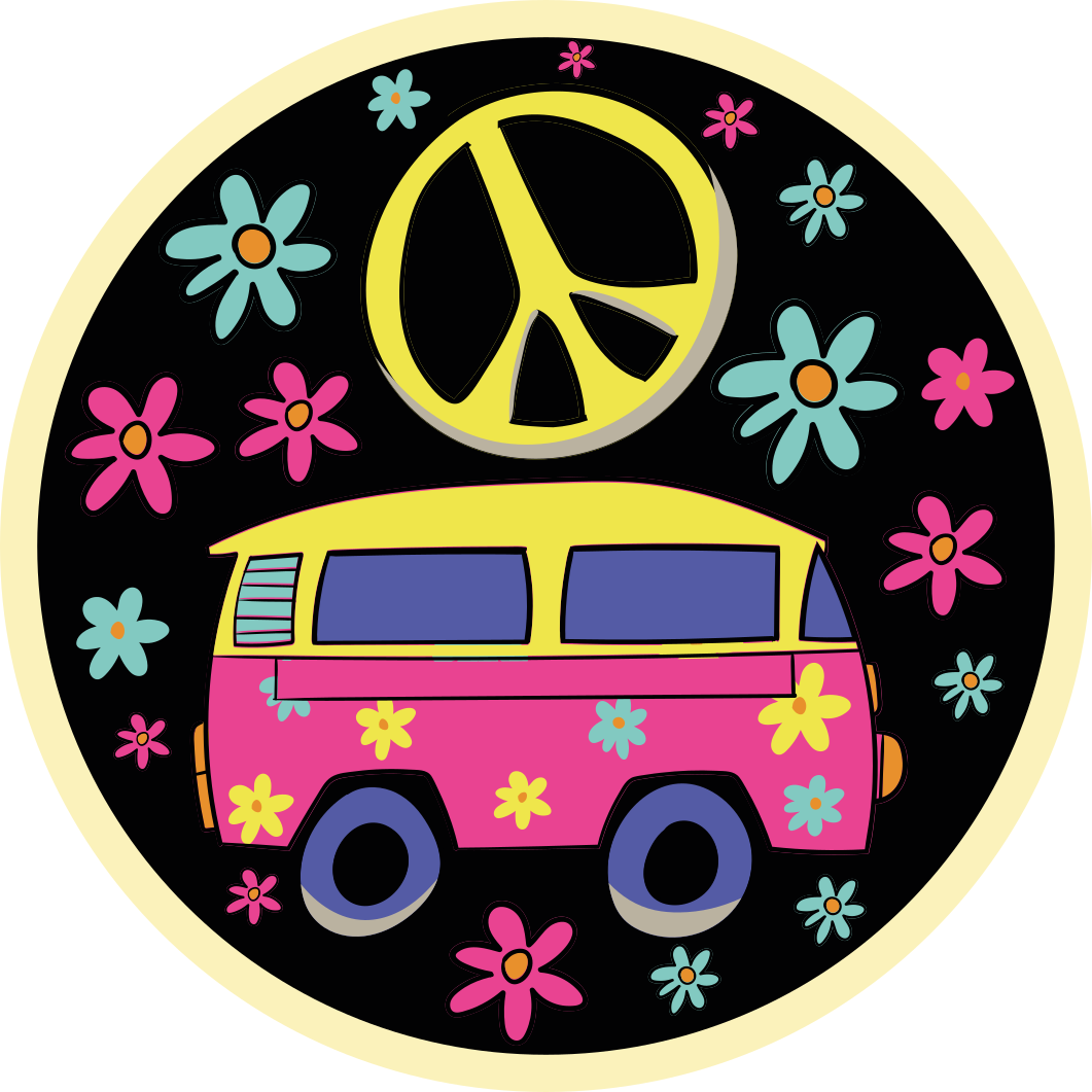 Tappeto vinile per bambini furgone flower power - TenStickers