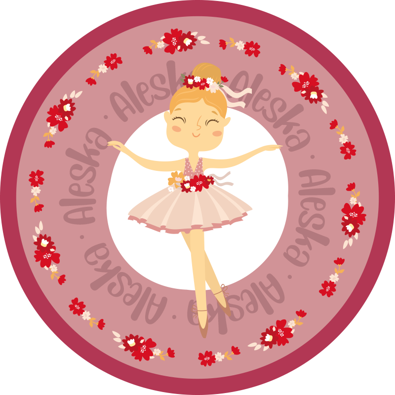 Tappeto vinile per bambini danza classica con nome - TenStickers