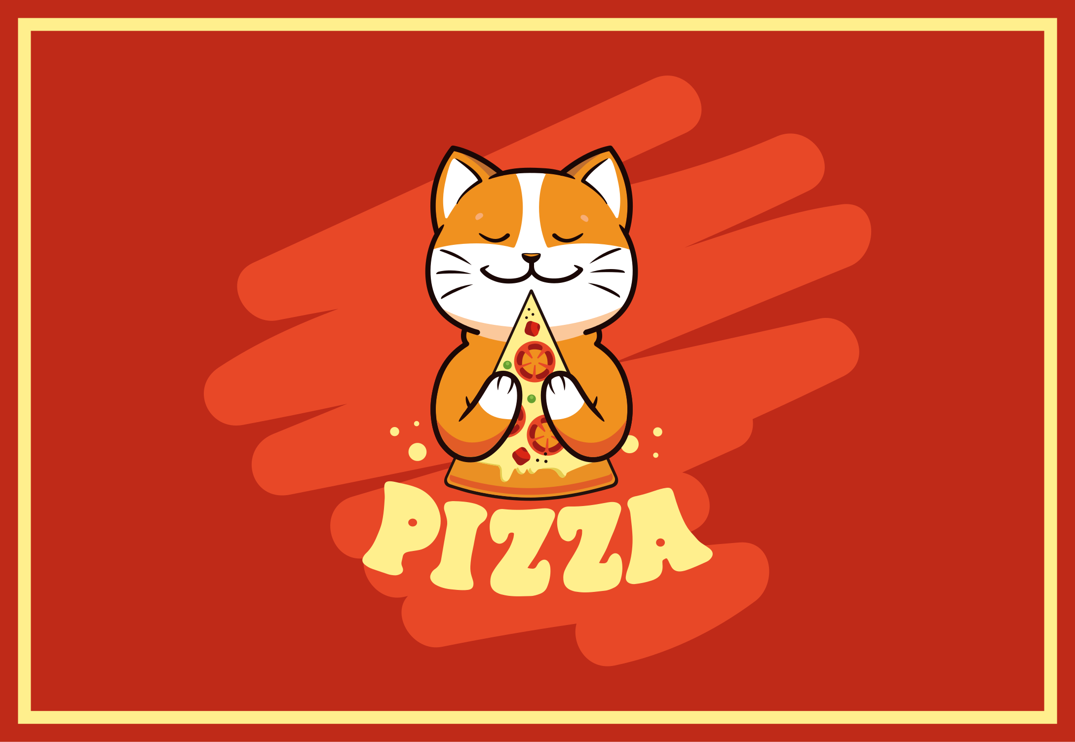 Tappeto pvc cucina simpatico gatto con la pizza - TenStickers