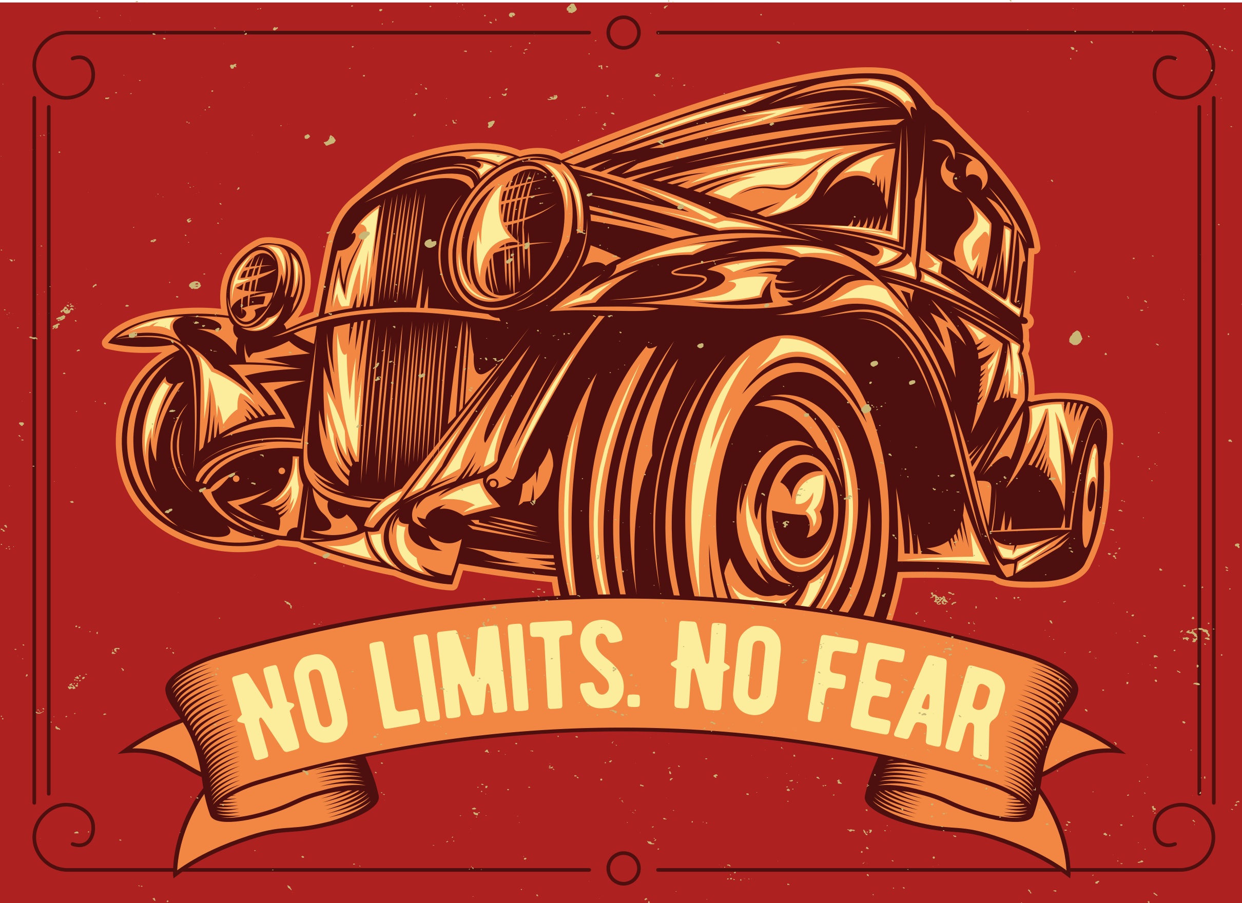 Tappeto vinile frase illustrazione di auto d'epoca - TenStickers