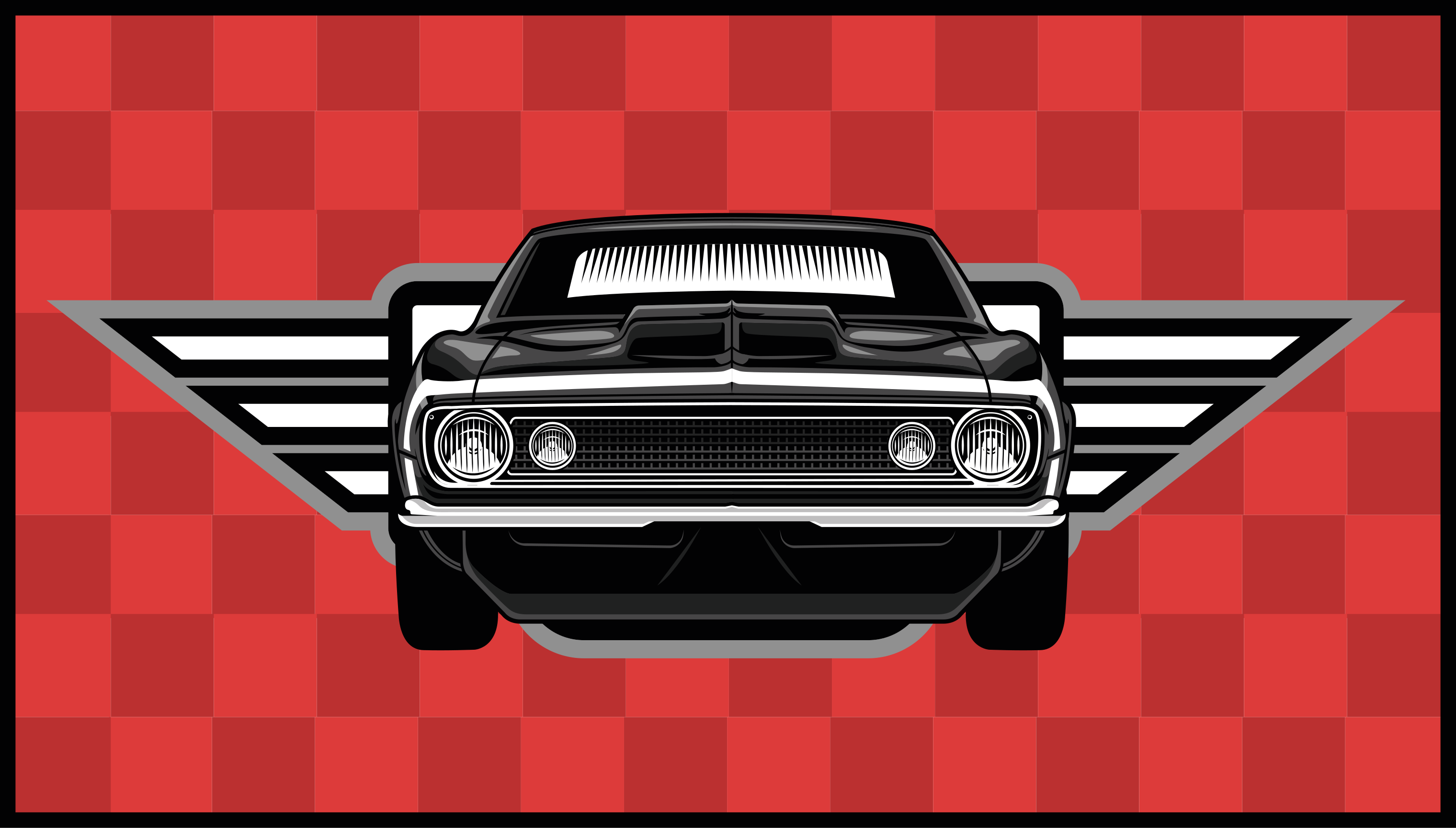 Tappeto vinile per bambini muscle car a scacchi - TenStickers