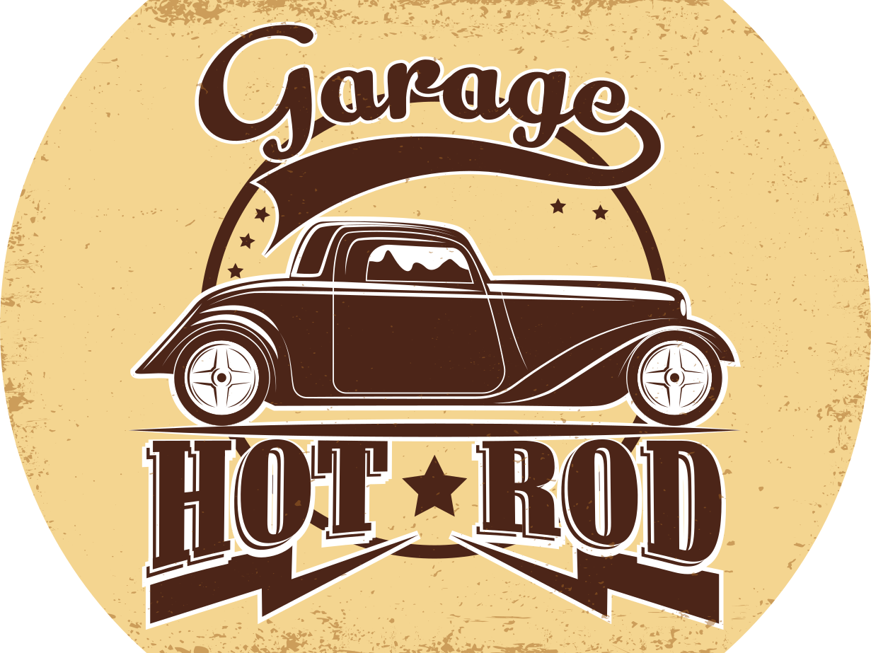 Tappeto vinile vintage hot rod da garage - TenStickers