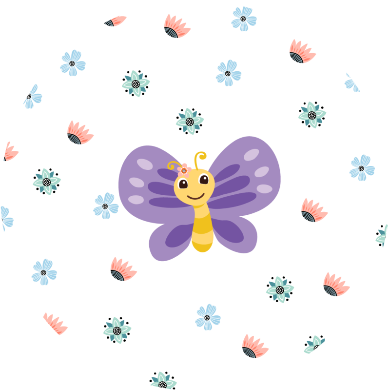 Tappeto vinile per bambini disegno a farfalla viola - TenStickers