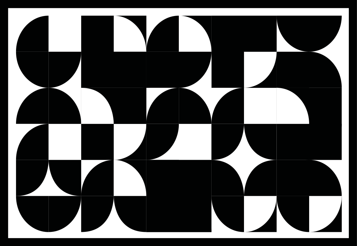 Tappeto vinile geometrico forme nere curve - TenStickers