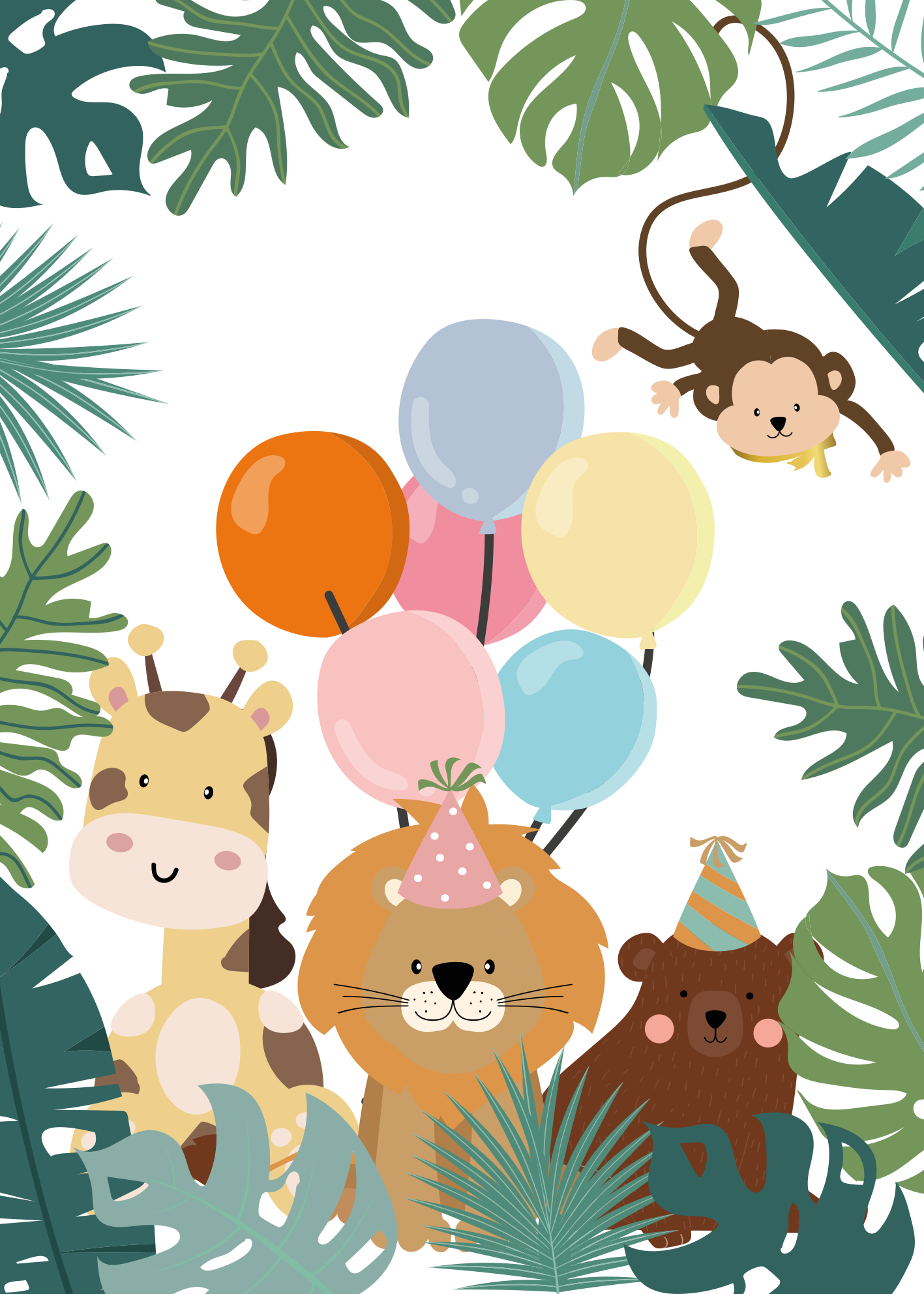 Tappeto vinile per bambini festa degli animali da safari - TenStickers