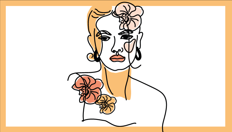 Tappeto vinile moderno ritratto floreale elegante - TenStickers