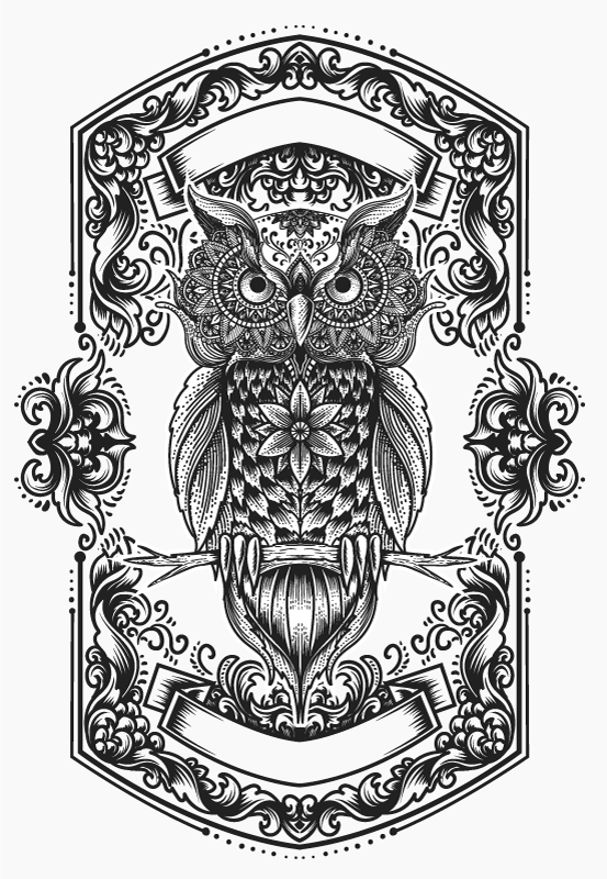 Tappeto vinile Mandala motivo intricato del gufo - TenStickers