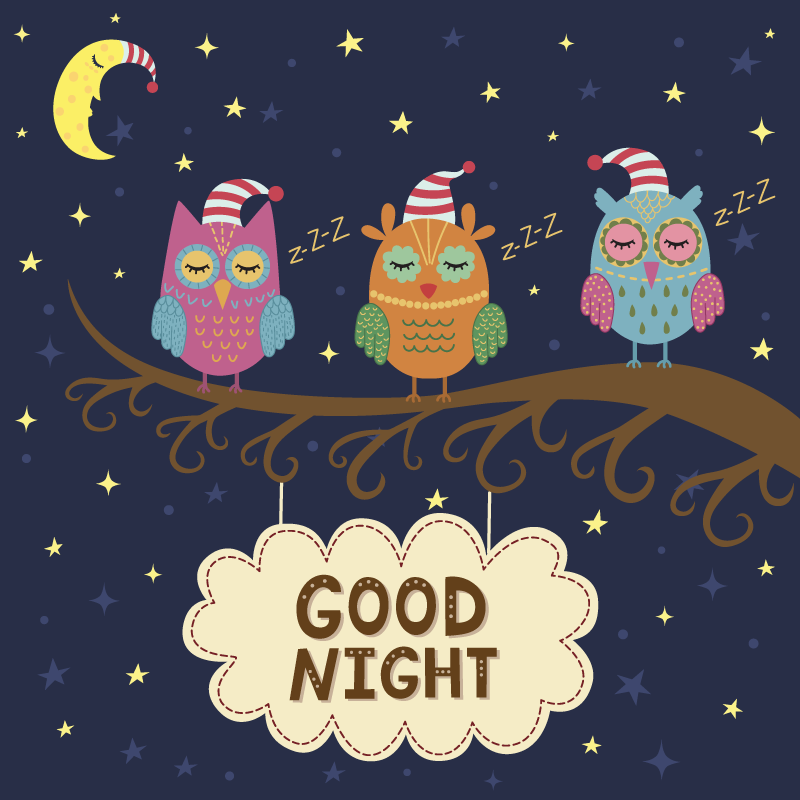 Tappeto vinile animali trio di gufi assonnati - TenStickers