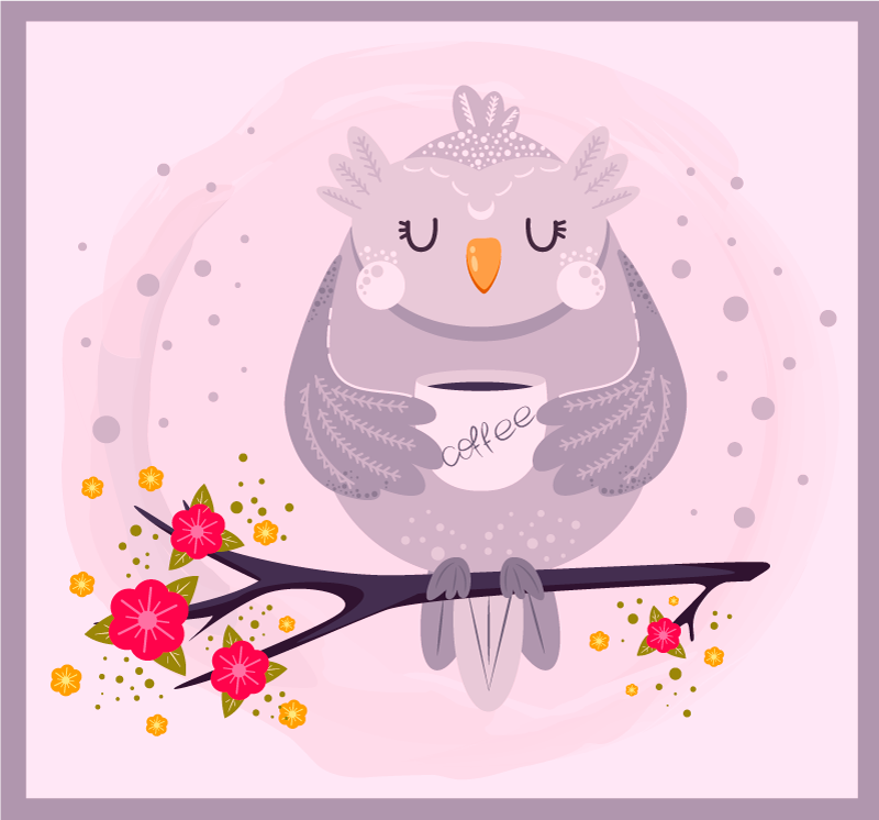 Tappeto vinile animali affascinante grafica del gufo - TenStickers