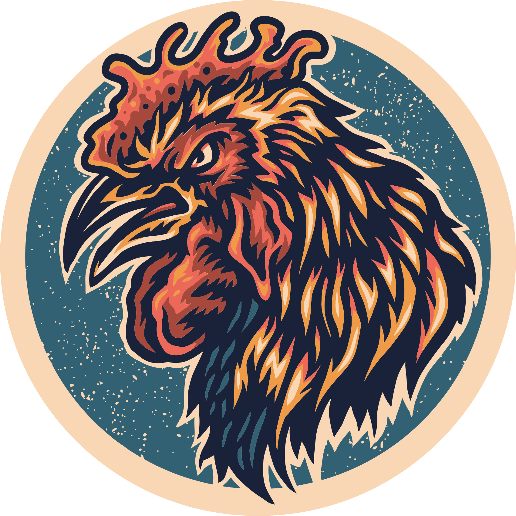 Tappeto vinile per ragazzi illustrazione testa di gallo - TenStickers