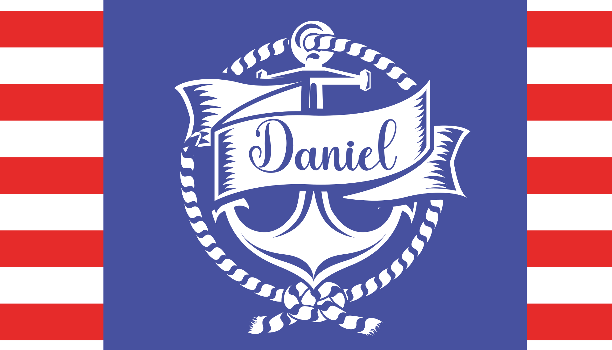 Tappeto vinile con nome progettazione di ancora nautica - TenStickers