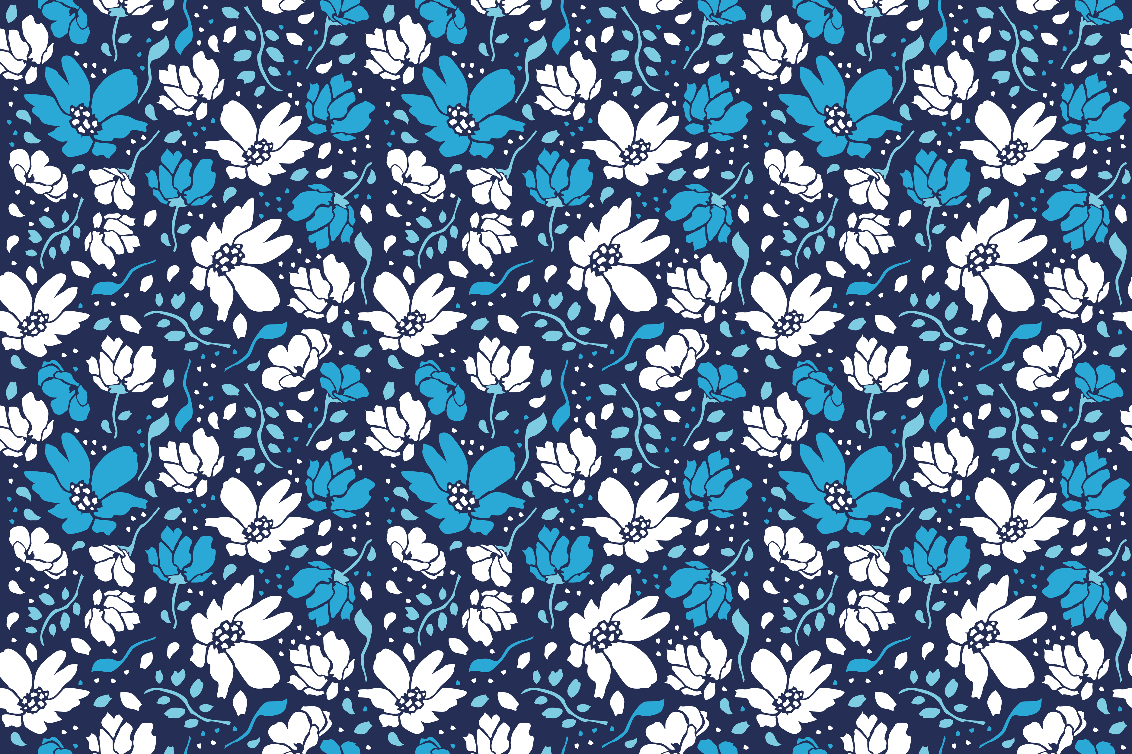 Tappeto vinile fiori motivo floreale navy - TenStickers