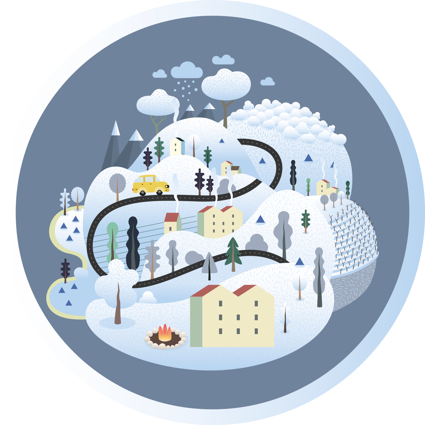 Tappeto vinile strade viaggio paesaggistico stravagante - TenStickers