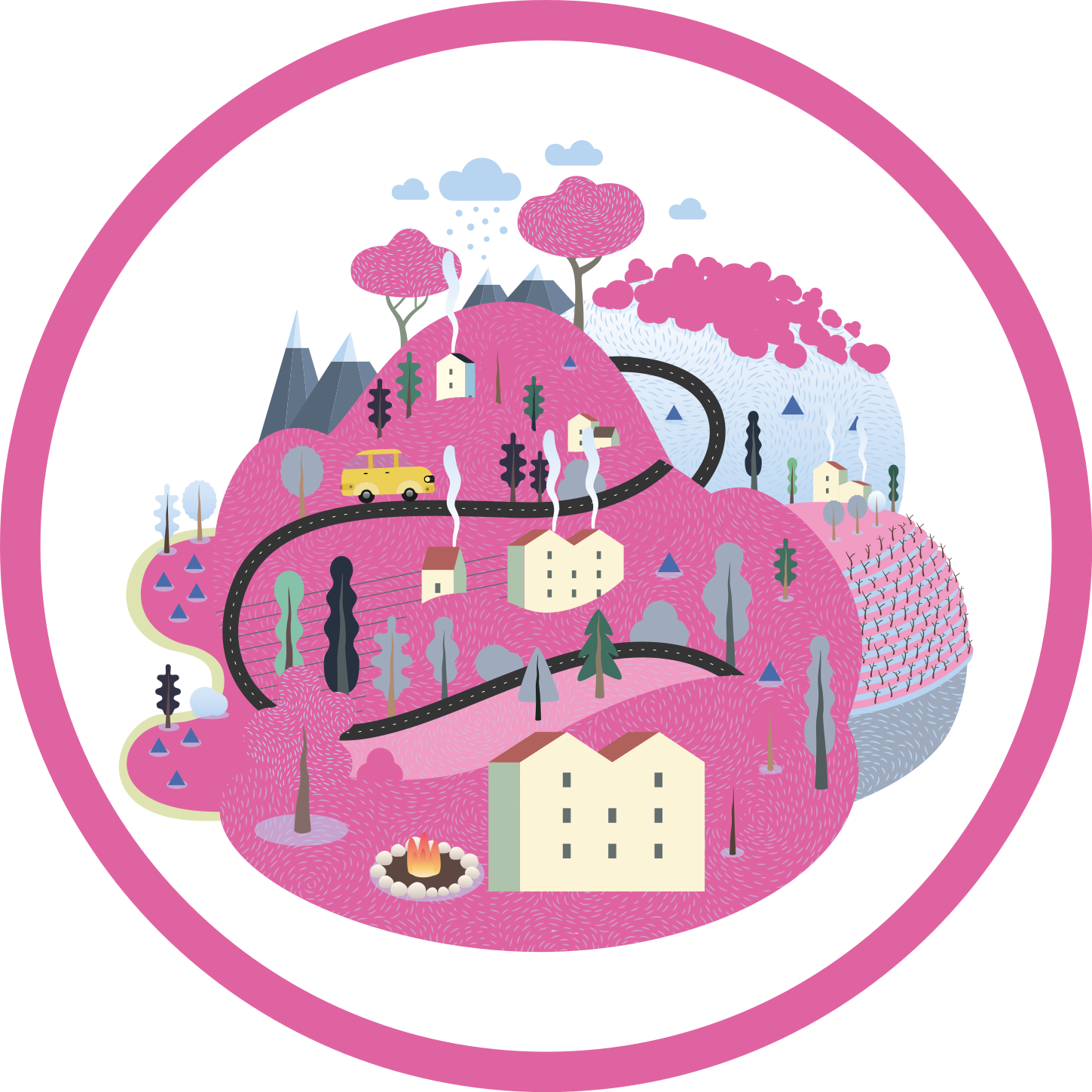 Tappeto vinile strade scena colorata del villaggio - TenStickers