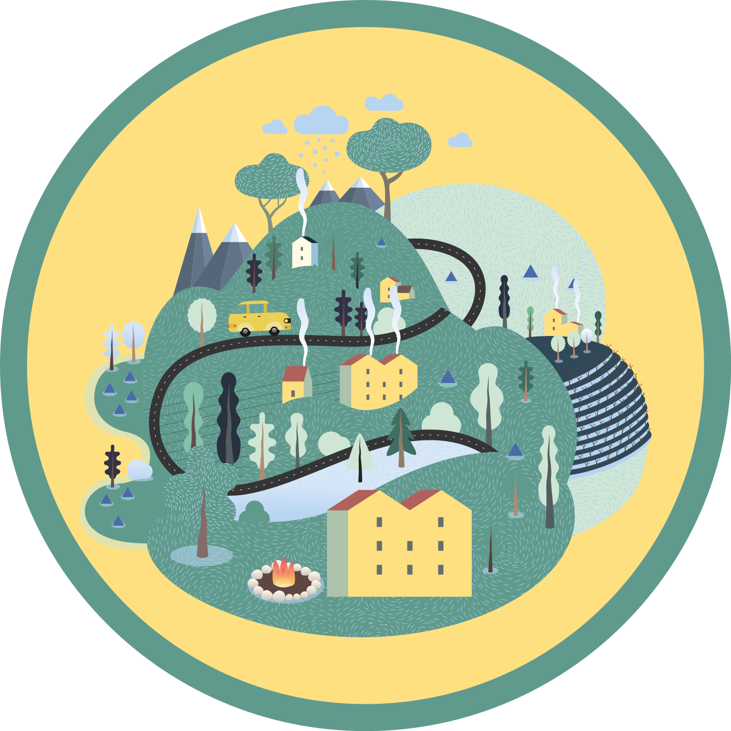 Tappeto vinile strade viaggio paesaggistico giocoso - TenStickers