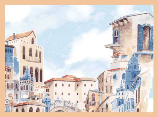 Tappeto vinile camera da letto paesaggio urbano costiero - TenStickers